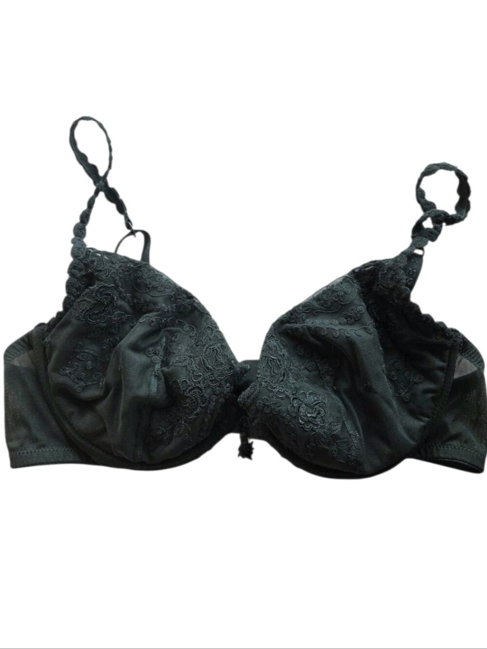 la perla lace underwire bra tassle accent deep forest green size 36C